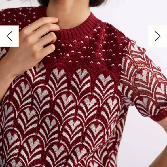 DANIEL RAINN Anthropologie Burgundy Lace Short Sleeve Sweater Small - Picture 3 of 12
